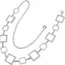 FGSS Western Chain Belt for Women Gold Link Belts Metal Waist Belly Chain Adjustable Boho Cowgirl Belt for Dresses Jeans, Silver