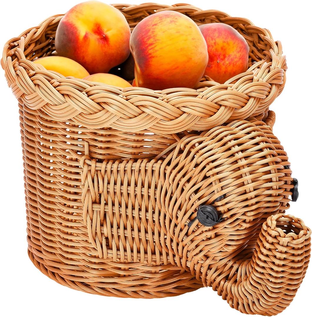 Prosumers Choice Storage Basket - Woven Wicker Basket for Snacks - Bread Baskets for Serving - Decorative - Empty Gift - Snack Baskets - 11.8x7.8x6.3 inch (Elephant)