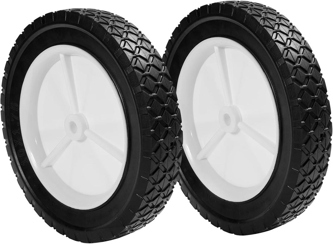 10 Inch Lawn Mower Wheels for Oregon 72-110 Hand Trucks Plastic Wheel Compatible with Craftsma n/AYP/MTD Push Lawnmower, Hand Truck, 10 x 175, 2 pack