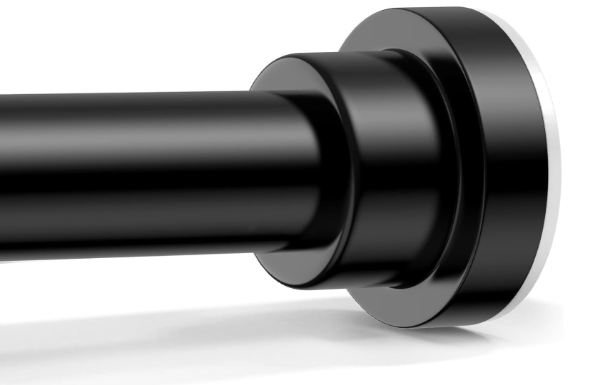 QINGYUN Shower Curtain Rod 3176 Inch,0.87"Diameter Adjustable Spring Tension Curtain Rods No Drill,Matte Black Shower Tension Rod for Bathroom,Room Divider,Window,AntiRust NonSlip 1Pack