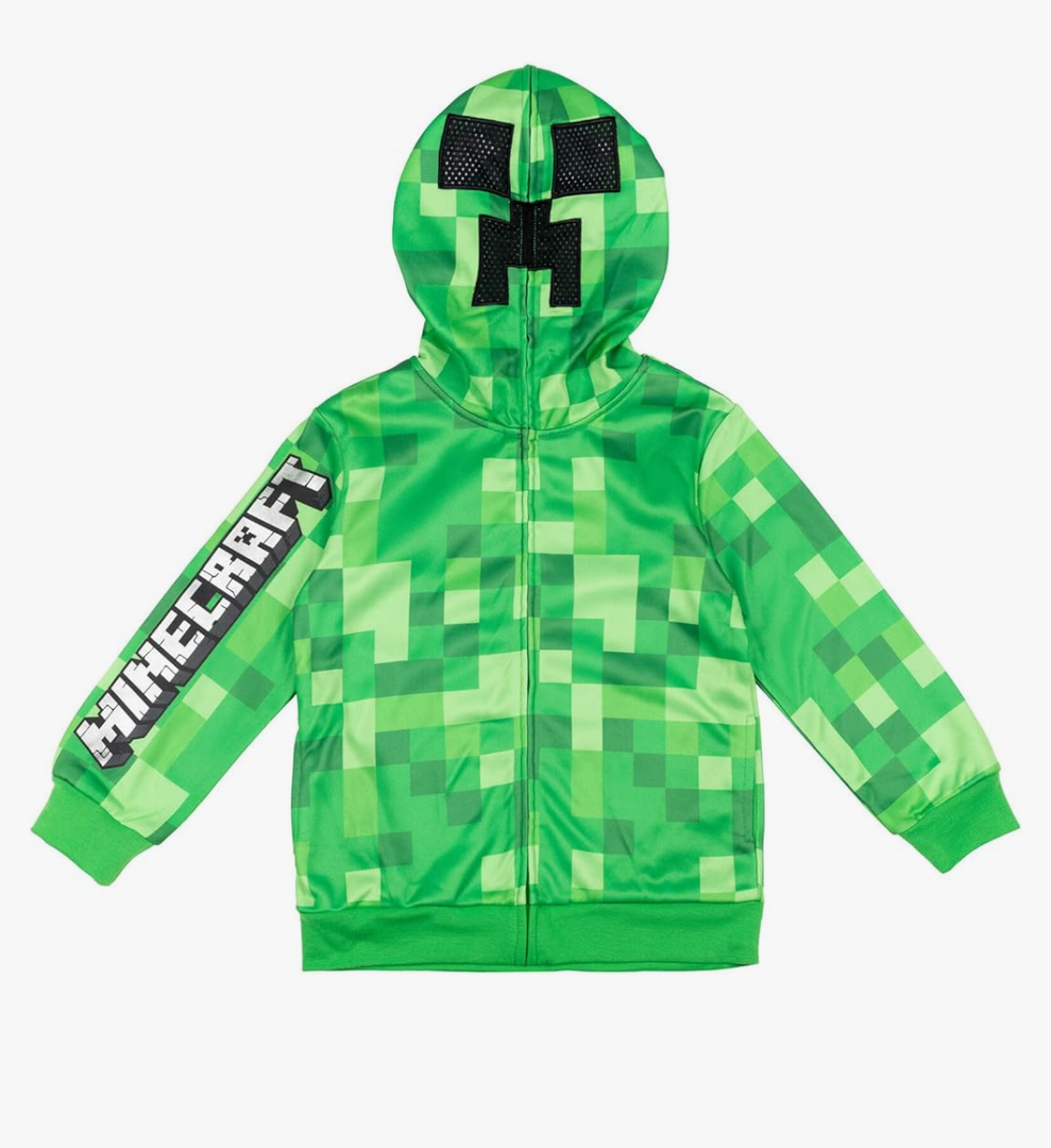 Minecraft Fleece Zip Up Hoodie Toddler to Big Kid Green Sizes: S