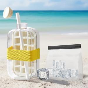 GVCSTXP Ice Tray, Zero-Contact Water Injection and Pressing ice Tray, Home DIY ice Cube Mold, Creative Kettle, Handy Cup, Large Capacity ice Storage, Easy demoulding White