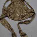 OYOANGLE Women's Metallic Bow Knot Tie Back Tank Top Party Sleeveless Crew Neck Crop Tops Champagne, Size: Small