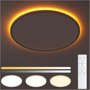 Flush Mount Ceiling Light with Night Light, 11in LED Ceiling Lights with Remote Control, 1800K Nightlights & 3000-6500K Dimmable Lamp Fixture, 24W 2400LM Low Profile for Bedroom, White