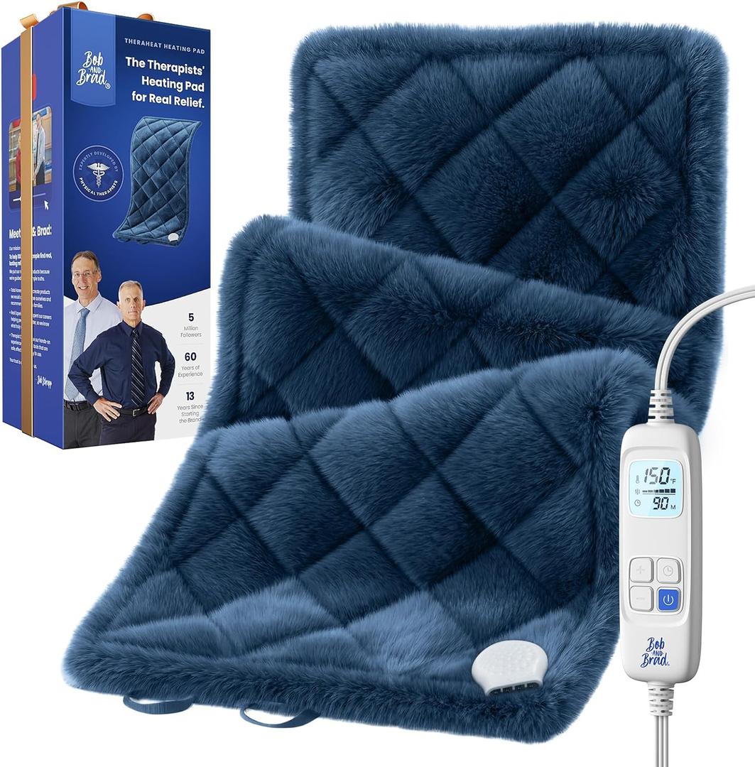 BOB AND BRAD Far Infrared Weighted Heating Pad for Back Pain Relief, FSA-HSA Eligible, Large 12x24 Electric Heat Pad with Auto Off, Deep Moist Heat & Hands-Free Strap for Cramps, Knee, Neck, Shoulder