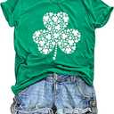 Hohololo St. Patrick's Day T-Shirt Lucky Irish Shamrock Shirt for Women Funny St. Patrick's Day Short-Sleeved Shirt, M