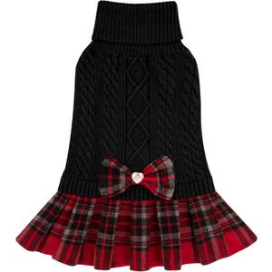 KYEESE Dog Sweater Stretchy Knitwear Pet Sweater Dress Thick Dog Sweaters for Small Dogs Male Comfy Dogs Clothes with Bowtie Soft Turtleneck Cat Sweaters Warm Pullover Pet Coats, Black, Small