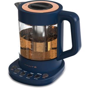 Viant Electric Kettle With Infuser. No Plastic In Contact With Water. Hot Tea Maker With Temperature Control And Automatic Shut Off. 1.5 Liters Capacity | Midnight Blue Color
