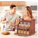 BAMBANG Extra Large Bread Box, Double Layer Bread Box for Homemade Bread, Bamboo Wooden Bread Storage Container with Tool Holder & Handles & Window, Assembly Required(14.9" x 11" x 15.3") Brown