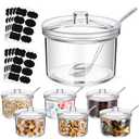 Tioncy 6 Pcs Ice Cream Bar Supplies Sugar Bowls with Lid and Spoon Acrylic Candy Dispenser Party Bar Sundae Caramel Apple Dipping Container with Tag (13.5 oz,Clear)