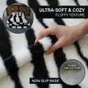 MustMat Faux Zebra Area Rug,Soft Black and White Zebra Print Rugs,Industrial Style Decor,4'7'' 5'3''