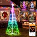 Outdoor Christmas Cone Tree, 7FT 295 LEDs with 62+ Modes Smart APP and Local Control, DIY Pattern and Text Displayable, IP65 Waterproof RGB String Lights for Porch Yard Indoor Decorations (RGB (Red, Green, Blue))