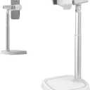 Height Adjustable Phone Stand for Desk, Retractable Desktop Phone Holder, 180 Flip & 360 Rotation DesignCompatible with iPhone/Android Devices,Ideal for Live Streaming and Video Recording (White)