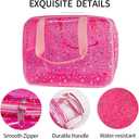 Hot Pink Star Large Cosmetic Bag 12x5x8 inch Travel Pouch with Handle,Durable PVC Material,Zipper Design-Ideal for Makeup,Travel Essentials
