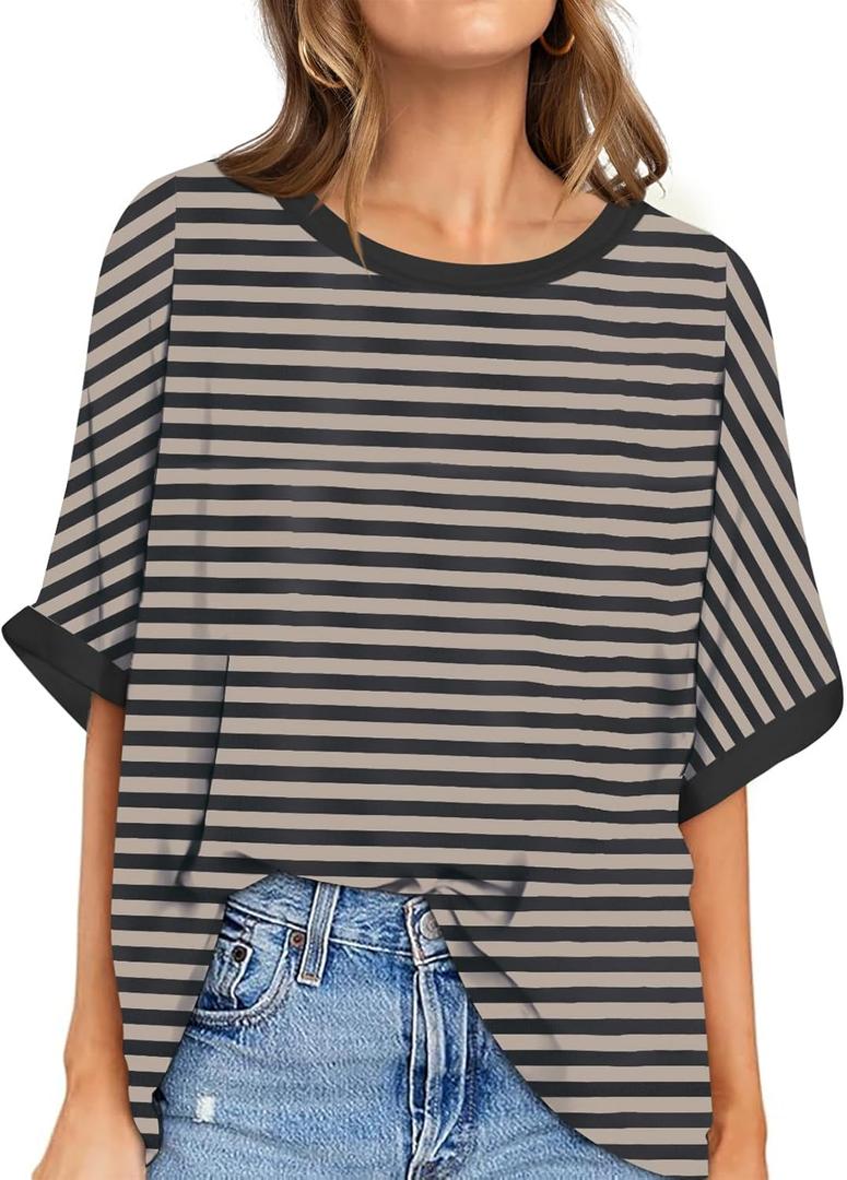 UEU Women Oversized T-Shirt Summer Casual Loose Fit Short Sleeve Basic Tops Workout Gym Tee Shirt (XX-Large)