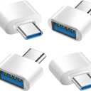 USB C to USB Adapter 4 Pack, USB Female to USB C Male OTG Adapter, USB Type C Adapter Compatible with MacBook Pro, iPhone 17/16/15, Samsung Galaxy, iPad, Type-C Phones, Laptops, Tablets (White)