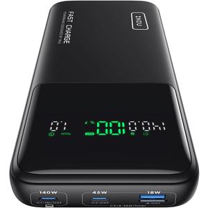 INIU 140W Power Bank, 27000mAh High Capacity Laptop Portable Charger, USB C in&Out Tablet Powerbank, Smart Digital Display Phone Charge Compatible with iPhone 15, Samsung, iPad, MacBook, Laptop etc.