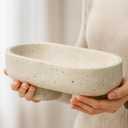 Natural Oval Travertine Decorative Bowl,Marble Friut Bowl with 2 Legs,Vanity Decorative Tray, Kitchen Countertop Decorative Bowl for Home Decor (Marble Bowl)