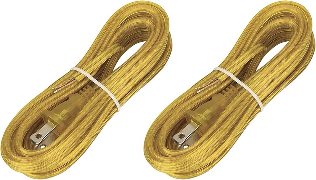 Aspen Creative 21201-2A, 15 Feet Lamp Cord Set with Molded Polarized Plug, Gold, 2 Pack