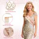 40th Birthday Decorations for Women - Rose Gold 37Pcs All-in-One Party Kit with Banner, Backdrop, Tiara, Sash, Cake Topper, Latex Balloons, Hanging Swirls, Centerpieces