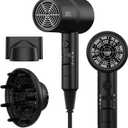 AINA Hair Dryer with Diffuser, Blow Dryer for Women | Advanced Ionic Technology, Ceramic Coating | Cold Shot Features Turbo Heat for Fast Drying and Shine 110V/ALCI (Vader Black) (3 Piece)