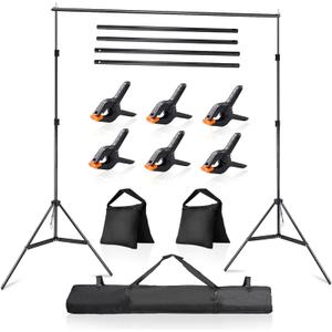 Photo Video Studio 10x7Ft (WxH) Adjustable Background Stand Backdrop Support System Kit with Carry Bag