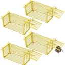 Qualirey 4 Pcs Humane Rat Trap Chipmunk Squirrel Cage Trap 4.33 x 4.33 x 9.06 Inches Foldable Rodent for Small Live Animal Voles Hamsters Catch and Release for Kitchen Yard Garage (Yellow)