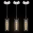 Esfos Pendant Ceiling Light Fixture - LED Crystal Pendant Lights for Kitchen Island, Modern Island Light with Bubble Glass - 3 Pack