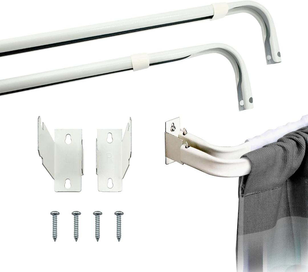 Amazing Drapery Hardware Adjustable Double Curtain Rod with 2.5 and 3.5 Inch Projection - 48-86 Inches, White Finish, Includes Mounting Hardware - 1 Pack
