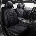 OASIS AUTO Car Seat Covers Front Seats, Sporty Honeycomb Waterproof Faux Leather Protectors, Universal Fit for SUV, Sedan, Truck Interior Accessories (OS-004 Black)