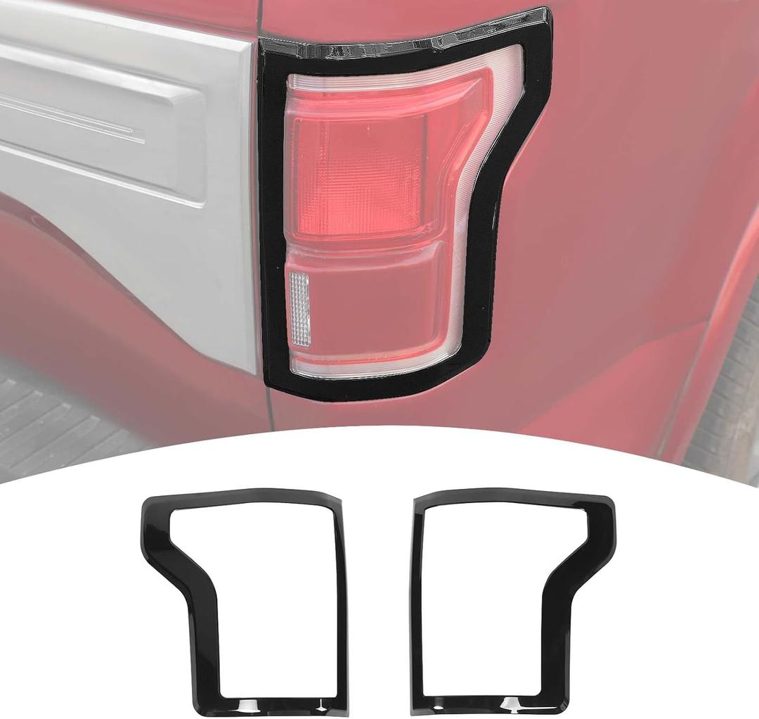 for F150 Rear Tail Light Trim Bezel Cover Kit Compatible with Ford F150 2015-2020 Black Exterior Accessories 2pcs