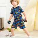 babee Reshinee Bamboo Viscose Toddler Pajamas Boys Girls Kids Baby Cool Short Summer Monster Truck Pjs Set 6-7Y Two Piece