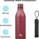 Insulated Water Bottle with Strap,25 oz Double Wall Stainless Steel Vacuum Bottles Metal Water Flask,Brick Red