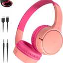 Belkin SoundForm Mini w/Case - Wireless Bluetooth Kids Headphones with 30H Battery Life, 85dB Safe Volume Limit, Built-in Microphone - Kids On-Ear Earphones for iPhone, iPad, & More - Pink