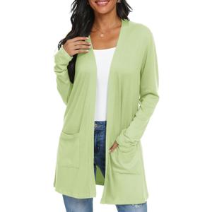 Womens Casual Lightweight with Pocketes Long Sleeve Open Front Cardigan, Large
