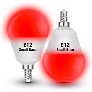 E12 Candelabra Red Light Bulbs for Sleep 25w-40w Equivalent, 625nm Red Light Bulbs 3W 300LM, G45 Blue Light Blocking, E12 Small Base for Bedroom Porch Christmas Holiday Festival, Non-Dimmable, 2 Pack