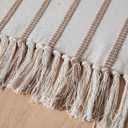 Caflife Boho Table Runner 90 Inchs Long Taupe and Beige, Cotton and Linen Woven with Tassels, for Modern Rustic Farmhouse Neutral Table Runners, Bohemian Kitchen Dining Table Home Decor