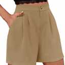 Febriajuce Women High Waisted Dressy Shorts Wide Leg Summer Casual Flare Short Pants with Pockets (S)
