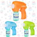 Light Up Bubble Blaster Auto Bubble Blower for Kids, Outdoor Summer & Pool Party Toy (Includes 4oz Solution, Receive One Blaster - Color at Random)