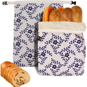 2 Packs Reusable Beeswax Bread Bags For Homemade Sourdough Bread, Line & Beeswax Bag to Keep Fresh - Extra Large and Easy to Clean Cotton Storage Bag