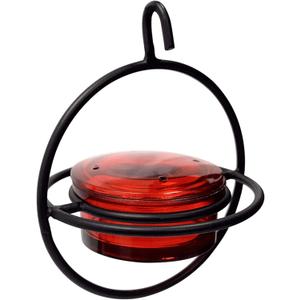 Monarch Abode Hanging Hummingbird Feeders for Outdoors Single Handcrafted Hanging Glass Hummingbird Feeder with Red Bowl & Perch, Decorative Humming Bird Feeders for Outdoors Garden Patio Deck