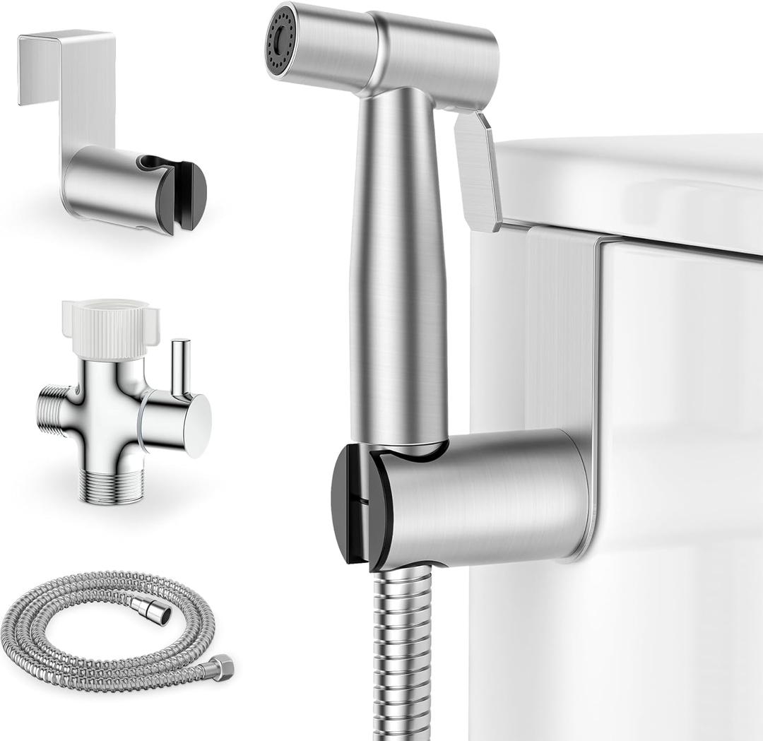 Handheld Bidet Sprayer for Toilet, Stainless Steel Jet Spray Kit Adjustable Pressure, Leak-Proof Jet Spray, Feminine Wash & Muslim Shower, Wall/Toilet Mount