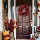 24 lnch Artificial Fall Wreath for Front Door, Large Autumn Wreath with Maple Bay Grape Leaves Berries Fall Door Wreaths for Indoor Outdoor Farmhouse Home Porch Wall Window Thanksgiving Wedding Decor