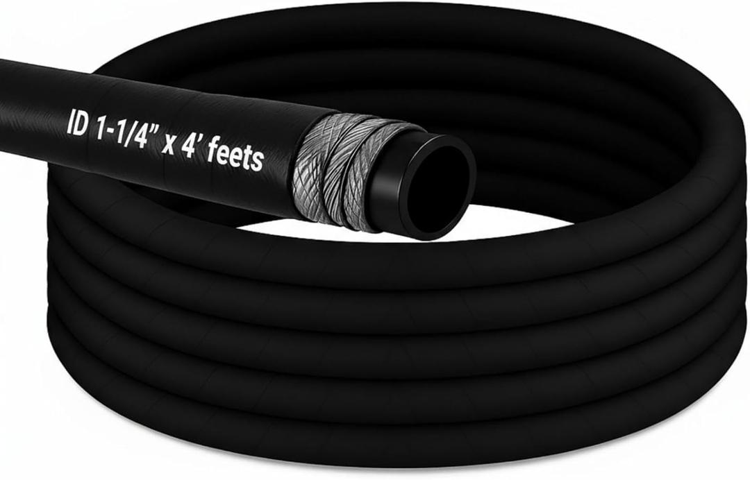 Pangda ID 1-1/4" x 4' feet Water/Fuel Fill/Exhaust Marine Hose with Wire,Hard wall Marine Water Hose for Engine Pump Thermostat Housing Through Transom Heat Exchanger Cooling Systems Heavy Duty