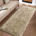 Beige Fluffy Rug for Bedroom, 2'X6' Faux Fur Rug for Runner, Soft Shag Rug for Sofa Couch Cushion, Cozy Shaggy Fuzzy Plush Floor Carpet for Nursery, Cute Bedside Dorm Home Decor Rectangle