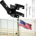 No Drilling Flag Pole holder for Railing, Flag Pole Mount Adjustable for Porch & Fence Rail, Apartment Balcony, Flag Pole Holder with Silicone Pads, Two Installation Methods for 1 Flagpoleblack)