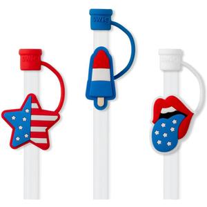 Swig Straw Toppers Set, 3 Reusable Straws with 3 Silicone Straw Covers, Cover Cap with Customizable Length, Compatible with 40oz Tumblers, Tumbler Accessories (All American)