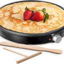 Crepe Maker Machine, Reemix Compact Pancake Griddle Precise Temperature Control, Nonstick 12 Electric Griddle, Batter Spreader for Eggs, Pancakes, Omelets and Quesadillas (Black)