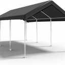 SIHAIAN 10 x 20 Ft Carport Replacement Canopy Cover(No Frame), Easy to Set up Carport Canopy, 500D Heavy-Duty Garage Top Tent Shelter Tarp Waterproof and UV Protected (Only Canopy Cover) Black