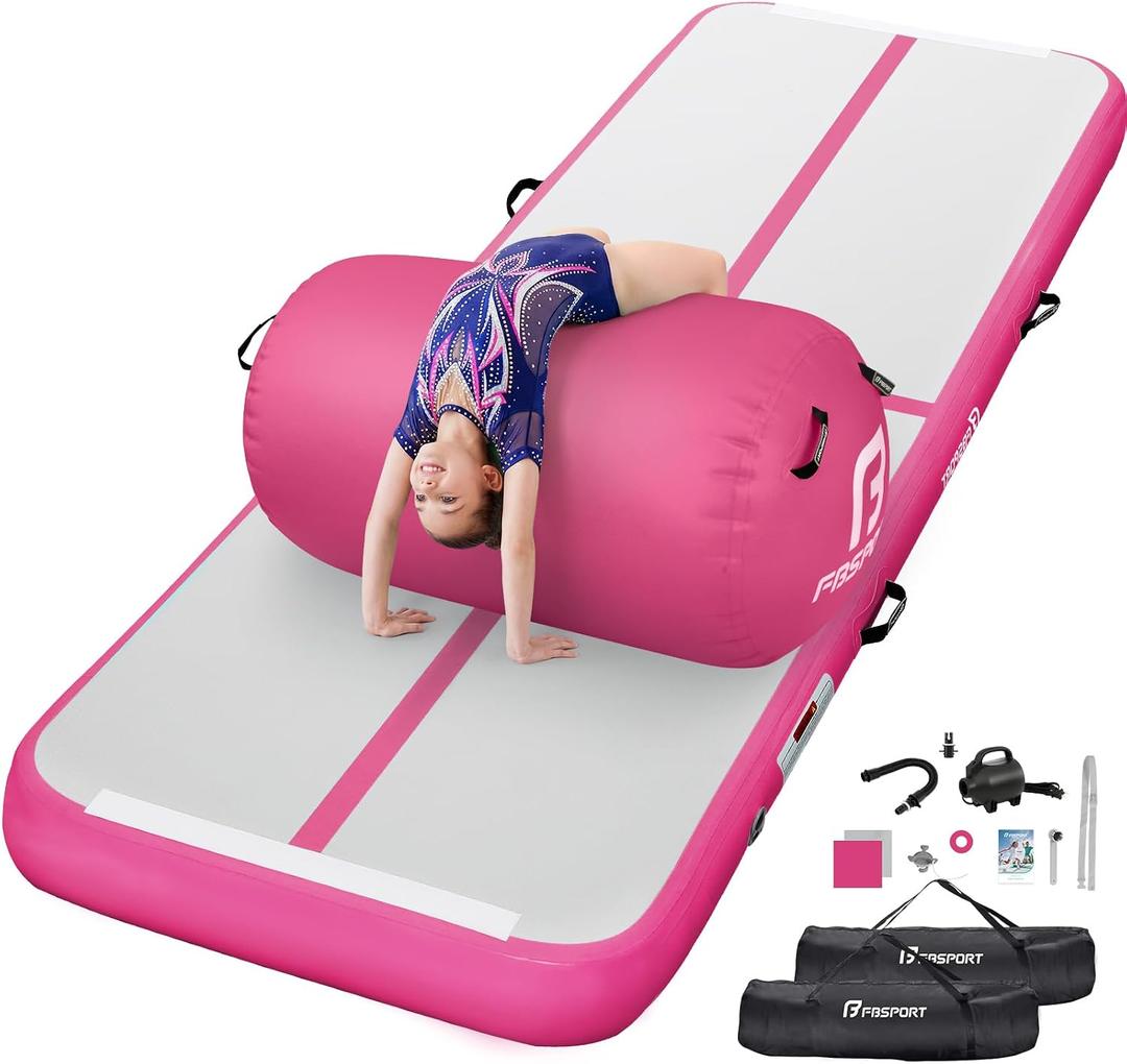 Air Roller Gymnastics Barrel, Inflatable Gymnastics Air Roller Inflatable Air Gymnastics Mat with Electric Pump for Yoga Cheerleading Training Home Park Outdoor Use